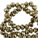 Faceted glass beads 8x6mm disc Antique gold metallic-pearl shine coating